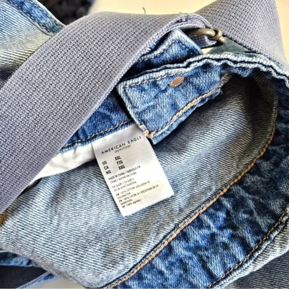 American Eagle | 90s Boyfriend Shortall Cotton Denim Overall Shorts, Womens XXL - Picture 10 of 10